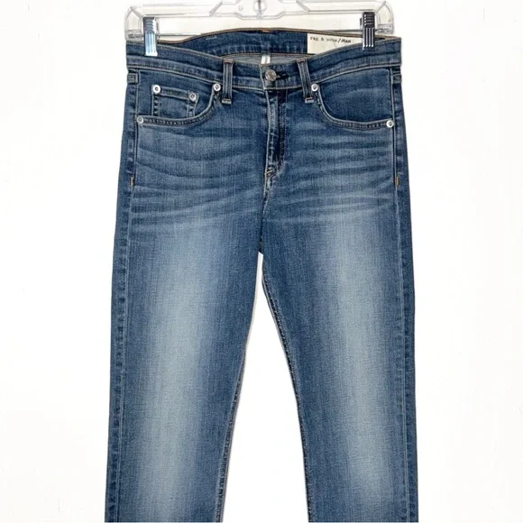SOLD-Rag & Bone High Rise Vintage Wash Distressed Full Length Ankle Skinny Jeans - Picture 8 of 12